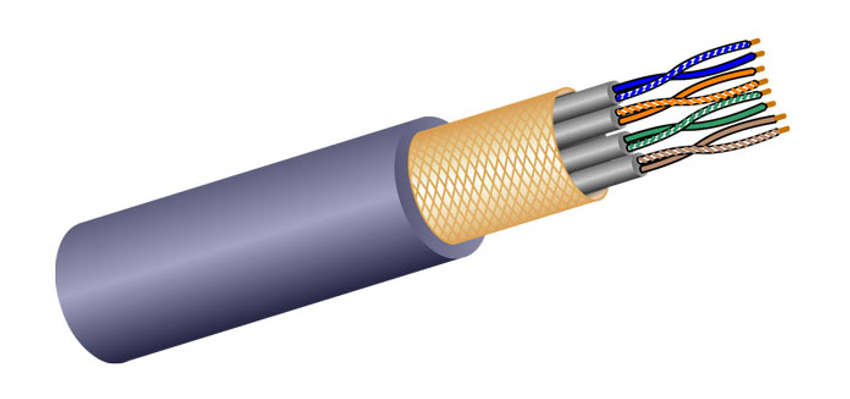 Экранированная витая пара (STP). STP кабель. Shielded Twisted pair, STP. Симметричный кабель.